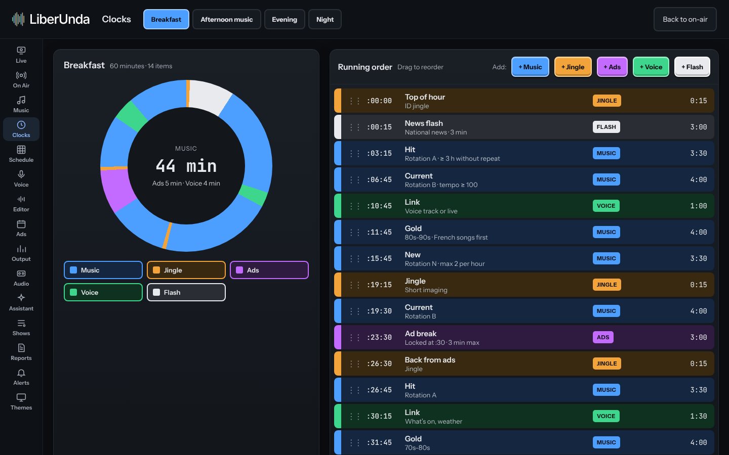 Hour clocks editor