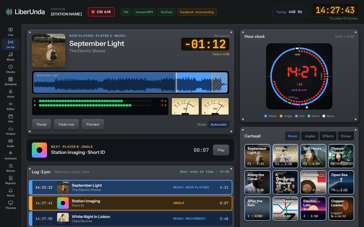 On Air screen in the Analog console skin