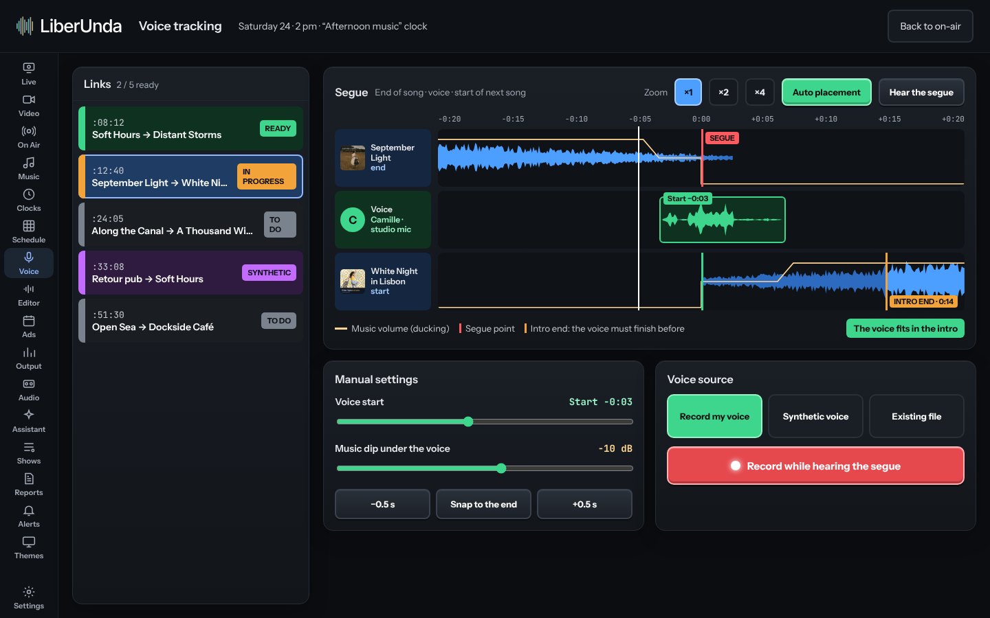 Voice tracking editor